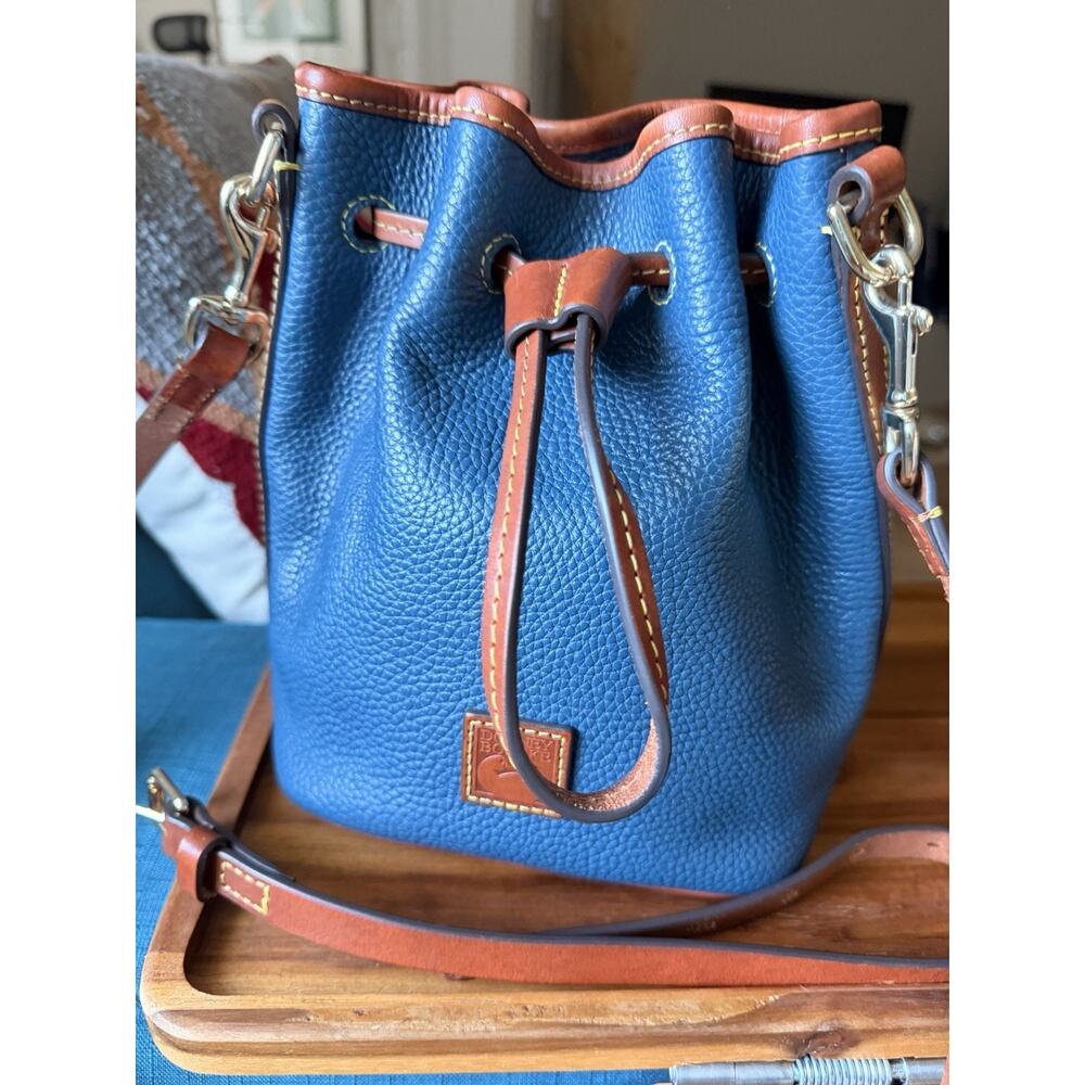 Dooney & Bourke Drawstring Crossbody Jeans Color Italian Pebbled Leather Bag